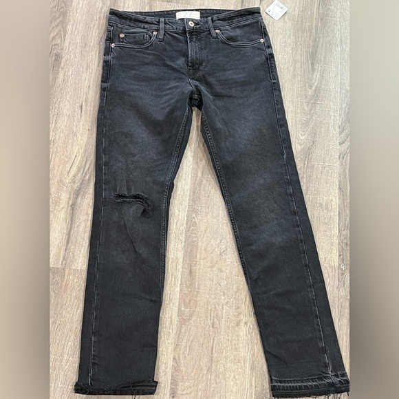 NWT Free People We The Free Size 27 Faded Black Ripped Distressed Jeans Denim - Picture 1 of 10